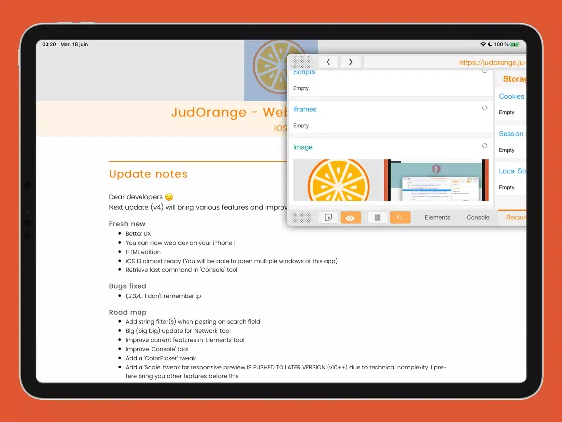 JudOrange - Web Inspector iPad  Screenshots